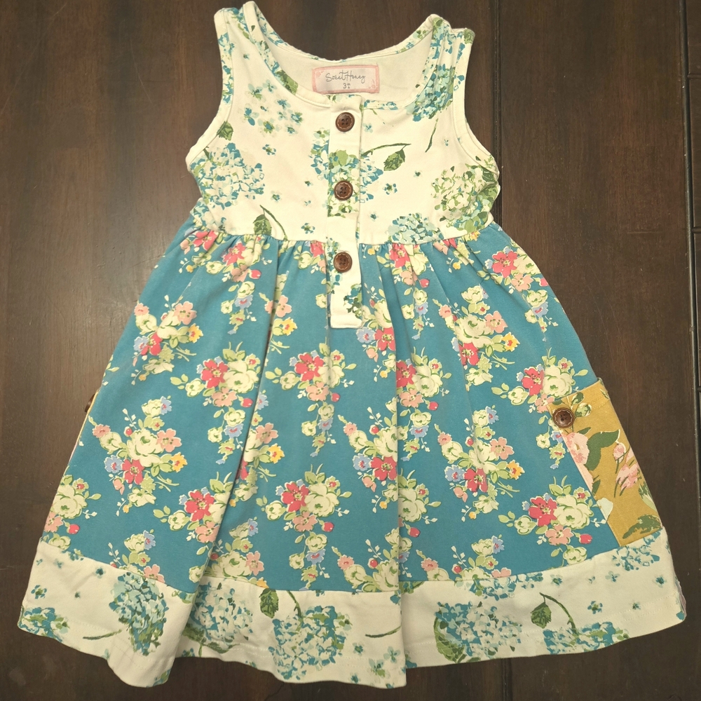 SweetHoney Blue Floral Button-Front Dress